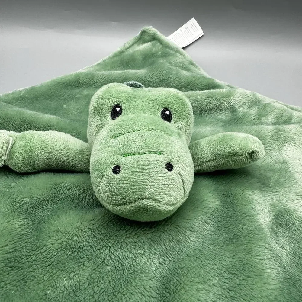 Carters Green Alligator Crocodile Lovey Security Blanket Stripes Pacifier Holder